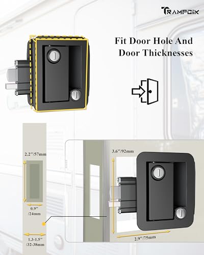 Image of Engineering Plastic Camper Door Lock, Camper Door Handle Latch Replacement, Fit 3.65 inch x 2.95 inch Lock Hole, RV Door Lock for Travel Trailers,Entrance Front Door, Pack of 5 Different Keys