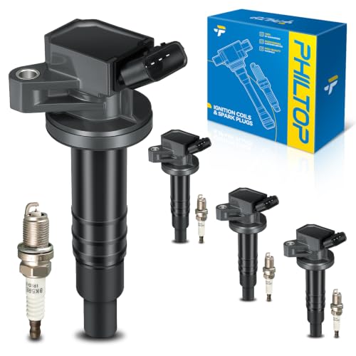 Image of PHILTOP 4 Ignition Coil & 4 Spark Plugs Set Fit for Corolla Matrix Vibe