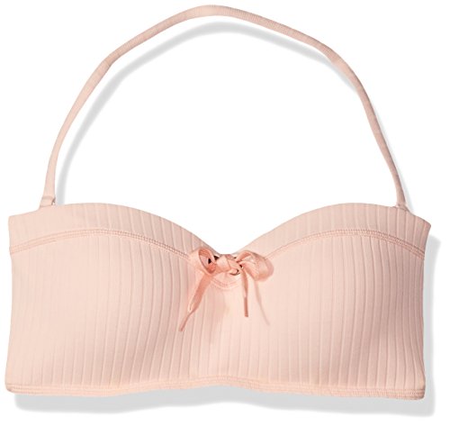 Seafolly Women's Bandeau Bustier Bikini Top Swimsuit, Inka Rib Rose Pink, 12 US