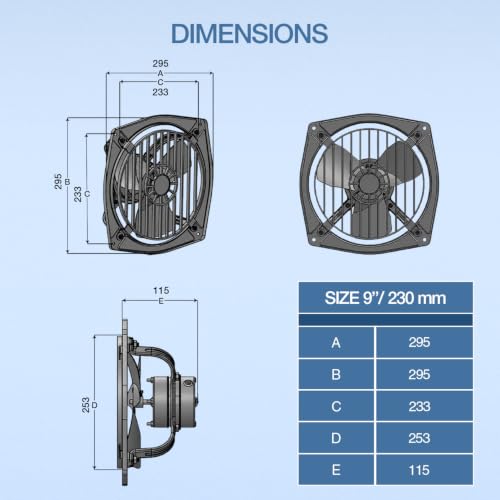 Image of SINGER Maxovent 230 mm Exhaust Fan | 100% Copper Motor | 40W Energy Efficient | 1350 RPM High Suction, Low Noise | 500 CMH Air Delivery | Powder-Coated Rust-Free Body | 2-Year Warranty
