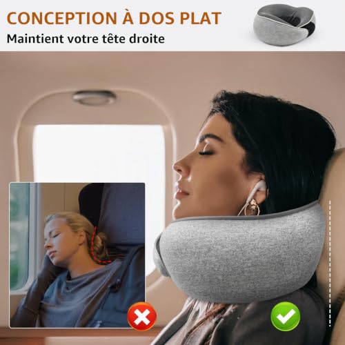 Coussin De Voyage Avion : Coussin de Voyage, Oreiller de Voyage en Mousse Mémoire Coussin Avion... – Image 5
