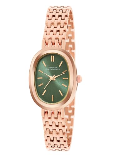 Image of French Connection Sunray Green Oval Dial with Rose Stainless Steel Strap Watch for Womens - FCN0130NRGM