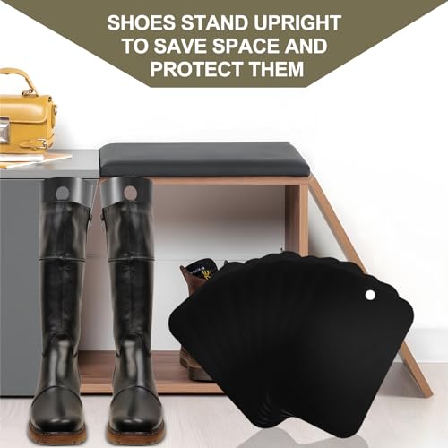Rierousy 10 Stück Kunststoff Stiefelspanner, Hohe Stiefelformer Formeinsätze, Stiefelform Einsätze Schwarz, Hält die Stiefel Aufrecht für Damen Und Herrenstiefel (32cm)