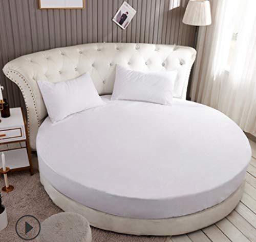 mangege Sábana Redonda de algodón de una Sola Pieza sábana Redonda de algodón de la Colcha Colchón del Hotel Funda Protectora Antideslizante Sábana de Cama de 2 m de diámetro J