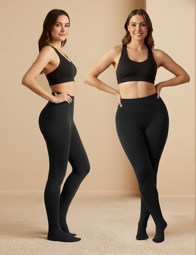 Image of Buauty Fleece Lined Thermal Opaque Tights,Womens Thick Winter Tights High Waist Tummy Control Warm Fashion Pantyhose