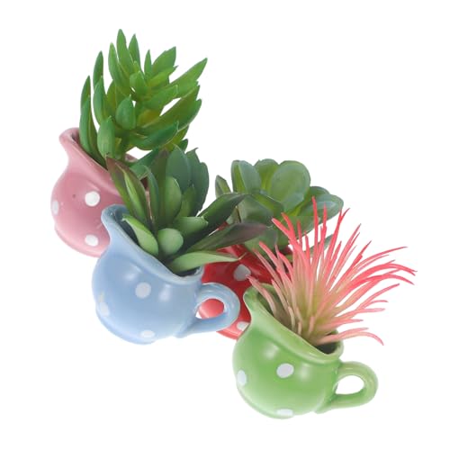 OUNONA 4 Piezas Imanes Cerámica Forma de Mini Jarrones de Plantas Accesorios Decoración de Frigoríficos y