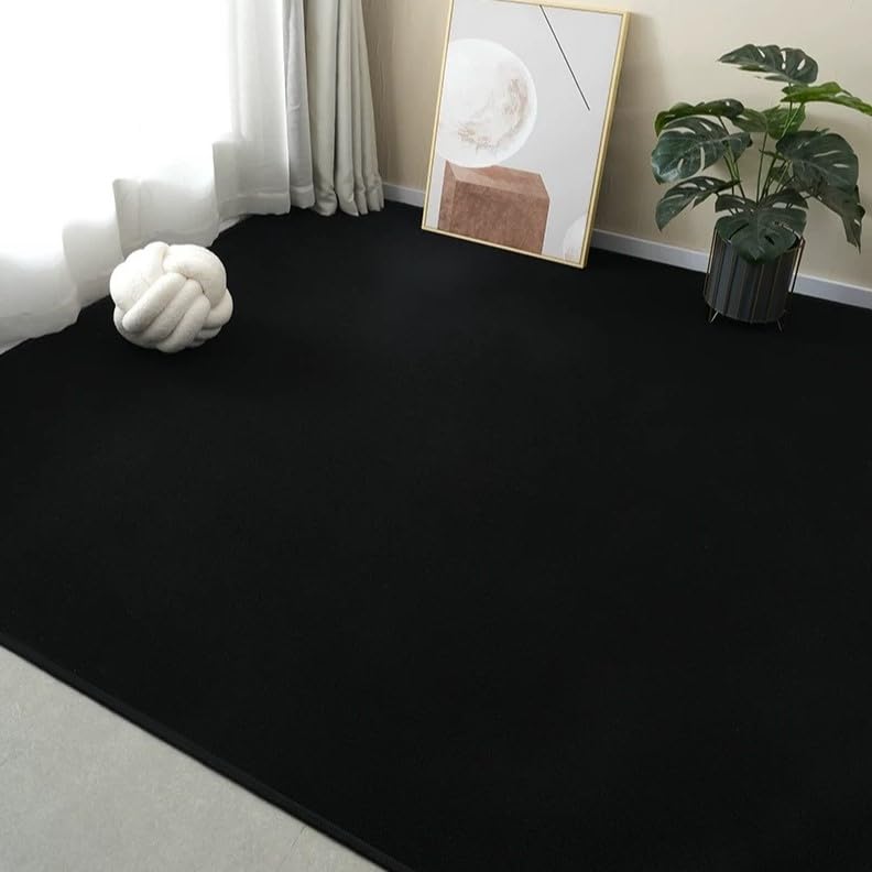 Home Universal Alfombra Grande y Suave para Sala y Dormitorio Peluda Antideslizante Diseño Tie-Dye Motley para Interiores (Negro, 60 x 90)