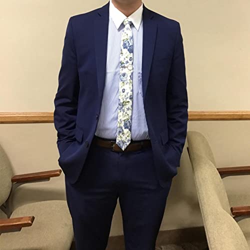 Image of Mantieqingway Men's Cotton Floral Neck Tie 2.56'' Printed Skinny Tie