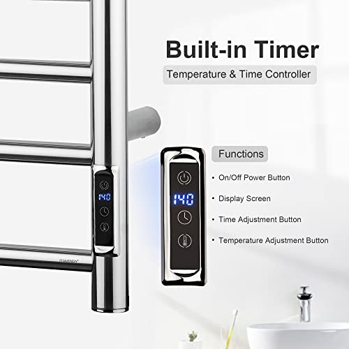 Sharndy Towel Warmer With Built-In Timer Etw25A For Bathroom Wall Mounted Bath Towel Heater Plug-In Electric Heated Towel Rack Polished #TOP1