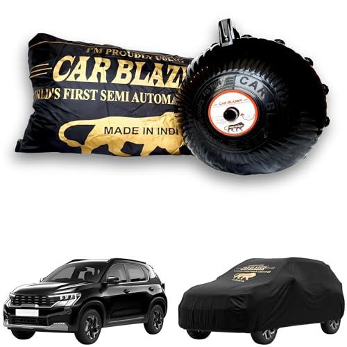 Image of CARBLAZER Portable & Semi-Automatic Full Body Car Covers: Heavy Duty Device| Anti-Theft| Dust & Scratch Proof | Water & Wind Resistant|Custom Fit| Dual-Side Cover, Compatible for Kia Sonet
