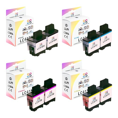Toner Refill Store Brother LC-41BK LC-41C LC-41M LC-41Y ( 2 LC41BK, 2 LC41C, 2 LC41M, 2 LC41Y)