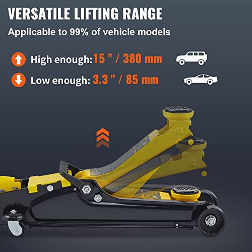 Vevor 2.5 Ton Low Profile, Heavy-Duty Steel Racing Floor Jack With Single Piston Lift Pump, Lifting Range 3.35"-14.96" #TOP2