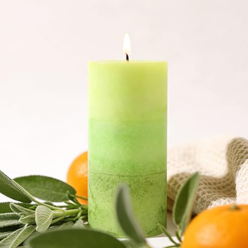 Velas de pilar perfumadas de salvia y cítricos, 2.8 x 6 pulgadas, velas de fragancia natural, velas de fragancia natural de 70 horas de larga duración, sin humo, para decoración del hogar del día de