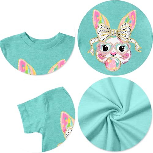 Image of LAZYCHILD Kids Easter Shirt Girls Happy Easter Shirts Rabbit Graphic Long Sleeve Striped Tee Tops 5-14 Years