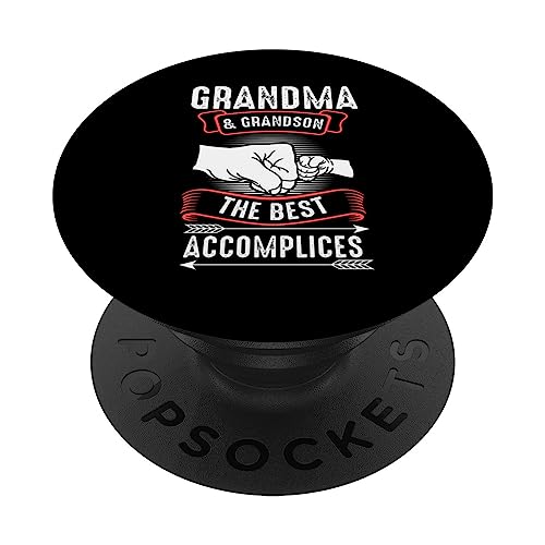 grandma & grandson the best accomplices grandma PopSockets Swappable PopGrip, Black
