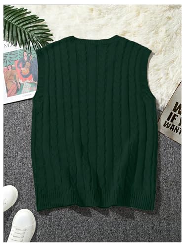 SHENHE Men's Cable Knit Sweater Vest V Neck Sleeveless Fashion Fall Jumper Pullover2