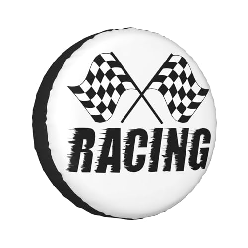 Image of Checkered Racing Race Flag Spare Tire Cover Weatherproof Wheel Protectors Dust-Proof Sun Protection Wheel Tire Covers Universal Fit for Truck SUV RV Camper Trailer Car Accessories 15 inch