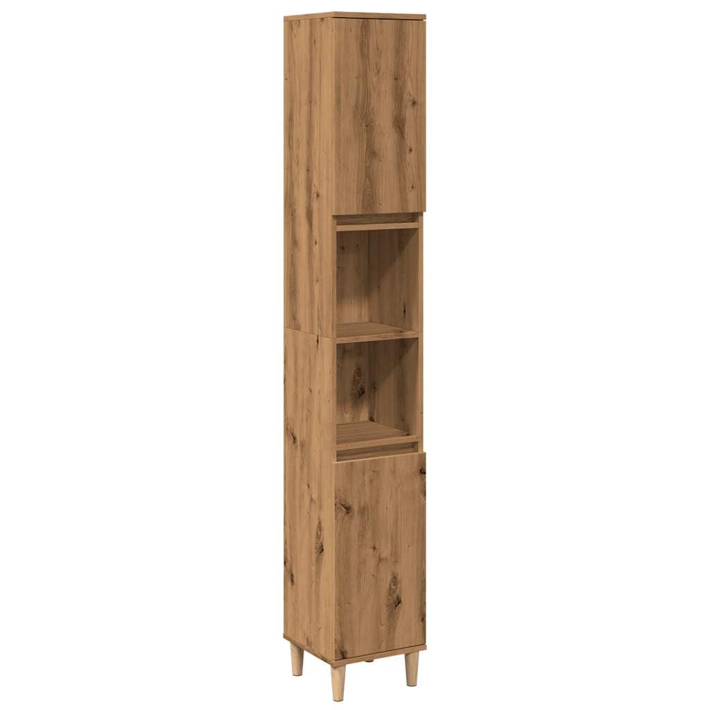 vidaXL Armario de baño Madera contrachapada Roble Artisan 30x30x190 cm