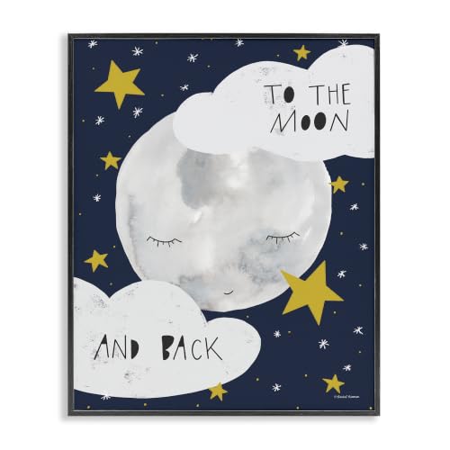 'Moon And Back Lovable Moon Smiling Clouds'| Framed Giclee Art