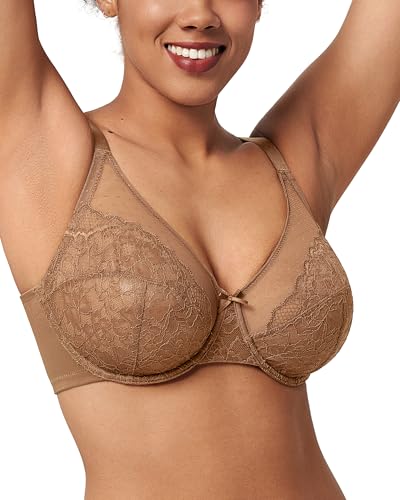 Image of HSIA Minimizer Bras for Women Enchante Full Coverage Underwire Bras Plus Size Lifting Floral Lace Bra for Heavy Breast