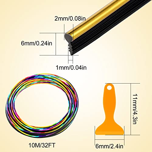 Car Interior Moulding Trim Strips 32 Feet Universal Car Decoration Pinstriping Filler Insert Strips Dashboard Decorative Diy Flexible Strip Garnish With Installing Tool (Rainbow Color, Simple Style) #TOP1