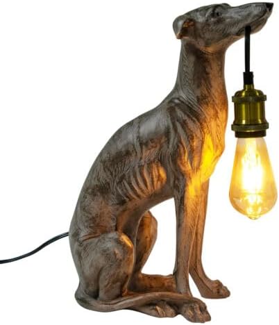 Vintage Resin Carved Dog Table Lamp, Dog Desk Lamp Floor Lamp for Kids Room Bedroom Bedside, Fun Unique Animal Lamp for Home Dining Living Room Bar Cafe Decor, Can Be Self-configured 30-60W E26 Bulb