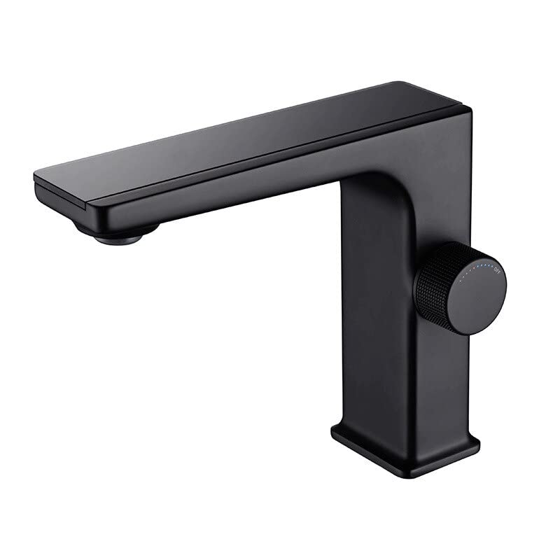 Robinet de lavabo intelligent LED mitigeur eau chaude et froide en laiton gris