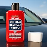 Auto Glass Cleaner & Oil Film Remover - Removes Water Spots, Rain Marks, Anti-Fog Spray for Windshield, Windows, Mirrors. Streak-Free Kit with Sponge, Restores Clarity on Tinted/Home Glass (5.2oz)
