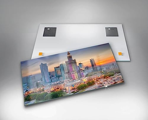 Tableau en verre Varsovie Sunset de Wallfluent - Décoration murale moderne 120x60cm