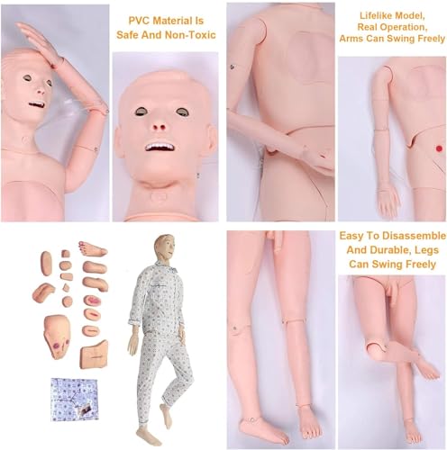 Image of Medical Mannequin for Training, Patient Care Medical Manikin 5.57FT Life Size Nursing Training Mannequin for Nursing Education Medical Training Skills Teaching Pratice