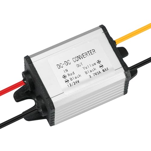 DC 12V/24V to 3.7V Buck Converter, 8-30V Input 3A 11.1W MAX Step-Down Voltage Regulator, Waterproof Power Adapter for Car, Vehicle, Motor and LED Lighting