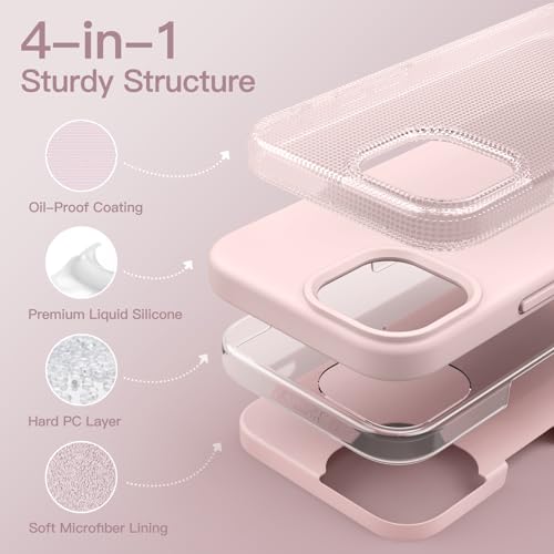 Image of JETech Silicone Cover Case for iPhone 14 Pro Max 6.7-Inch, Silky-Soft Touch Full-Body Protective Phone Case, Shockproof Cover with Microfiber Lining (Pink)