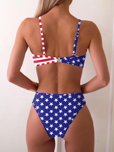 Image of Fanuerg Women's Triangle Bikini Sets O Ring Linked Two Piece Swimsuits Floral Printed Cheeky Bathing Suit