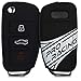 Produktbild kwmobile Autoschlüssel Hülle kompatibel mit Audi 3-Tasten Klappschlüssel - Silikon Schutzhülle Schlüsselhülle Cover Pro Racing Weiß Schwarz
