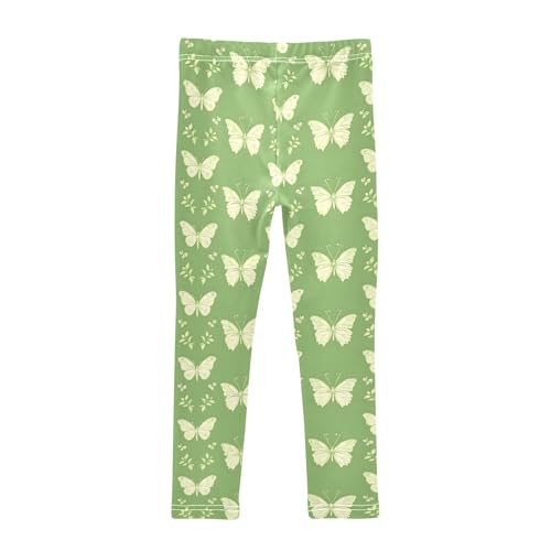 Butterflies Green Pattern A Girls Leggings Athletic Pants Tights Stretch Bottom2