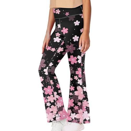 Image of Girls Flare Leggings 5-14T Cute Bell Bottoms for Girl Yoga Pants for Gym