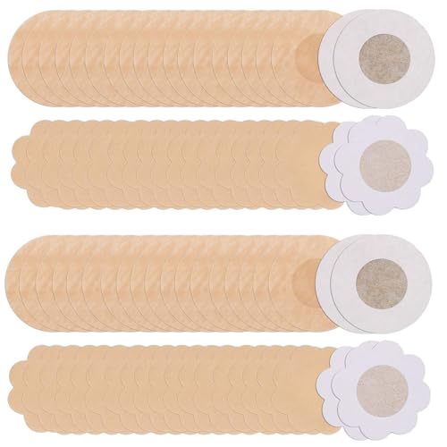 80 Piezas Cubre Pezones Desechables, Pezoneras Adhesivas Invisibles, Cubierta de Pezón Ultra Finas del Pecho para Mujers, Nipple Cover, Tapa Pezones Adhesivos (Forma Circular, Forma de Ciruela)