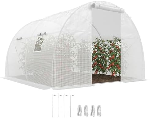 Outsunny Serre de Jardin Tunnel 9 m² 3L x 3l x 2H m - 4 fenêtres,...