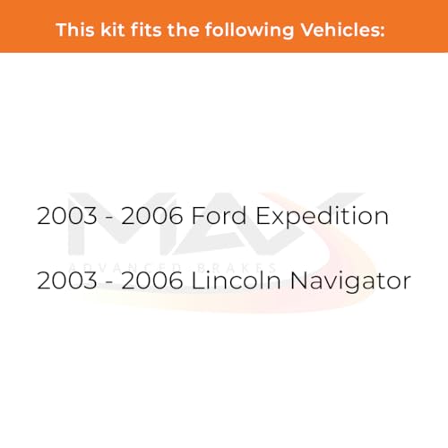 Image of Max Advanced Brakes Front Brake Kit Compatible With 2003-2005 2006 Ford Expedition Compatible With Lincoln Navigator Replacement Drilled Slotted Black Coated Disc Brake Rotors and Ceramic Brake Pads