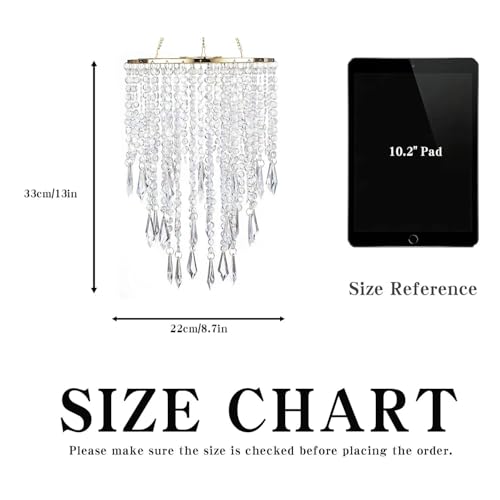 Sunli House Modern Mini Chandelier Shade,H12.9 X W8.66 Chandeliers Light Fixture Sparkling Decorations for Wedding Centerpiece Lampshade with Acrylic Jewel Droplets