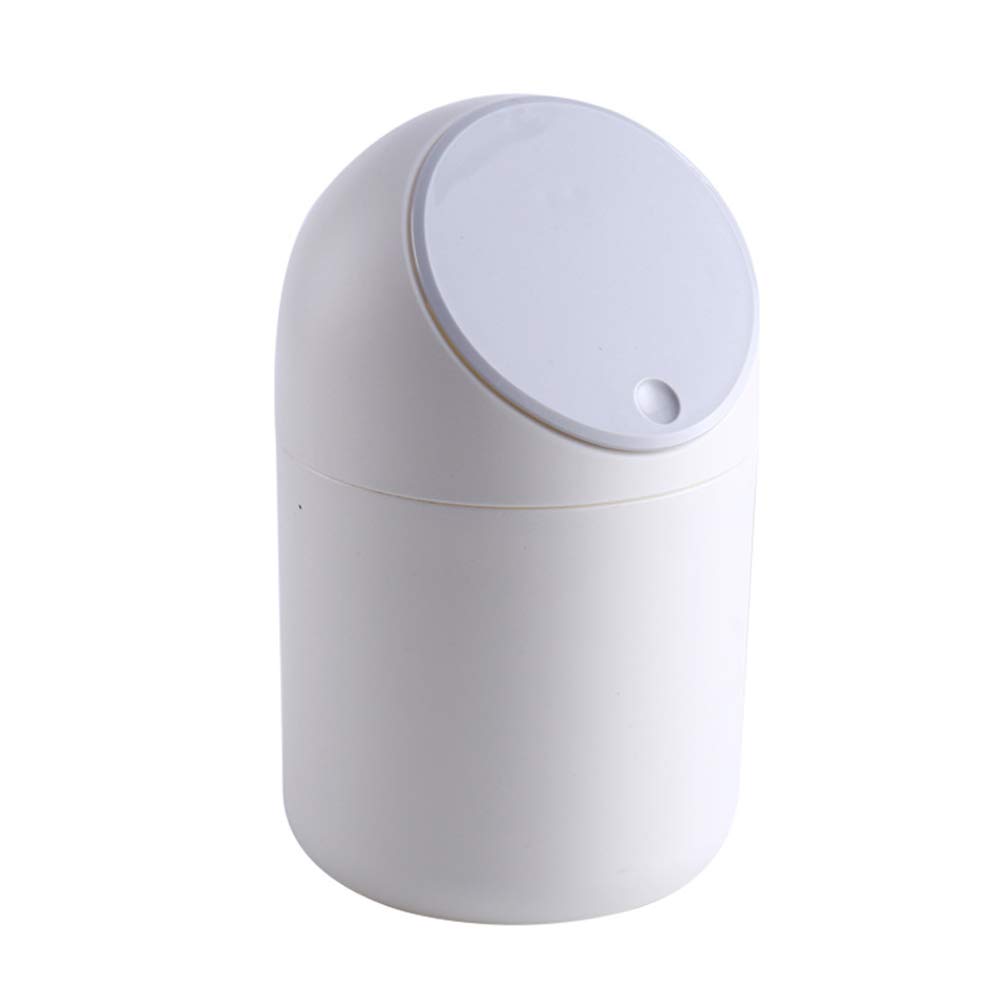 Pissente Mini Trash Can with Lid, Small Plastic Countertop Trash Bin for Desks and Cabinets, Easy to Use, Easy to Clean, Environmentally Friendly Material (White)
