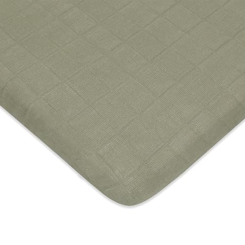 Image of Babyletto 100% Organic Cotton All-Stages Midi Crib Sheet, GOTS-Certified, Fitted 360°, Ultra-Soft and Breathable Muslin - Matcha Green