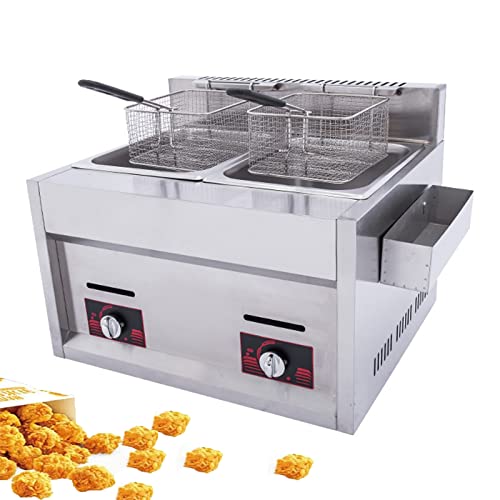 ZYFC Friggitrice a Due Vasche con Cestelli, Friggitrice A Gas Professionale con...