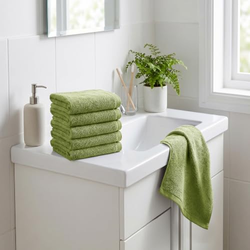Image of MYTRIDENT Face Towel | Urban Comfort | Quick Drying | Travel Friendly | for Men /Women | 6 Pc Face Towel (30 cm x 30 cm) | 100% Cotton 450 GSM - Olive