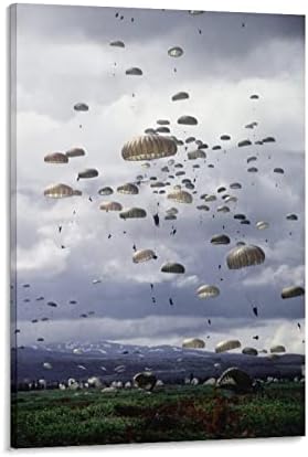 MLXFCGA Airborne Paratroopers Military Army Fans Skydiving Art Poster Canvas Painting Posters and Prints Wall Art Pictures for Living Room Bedroom Decor 20x30inch(50x75cm) Frame-Style