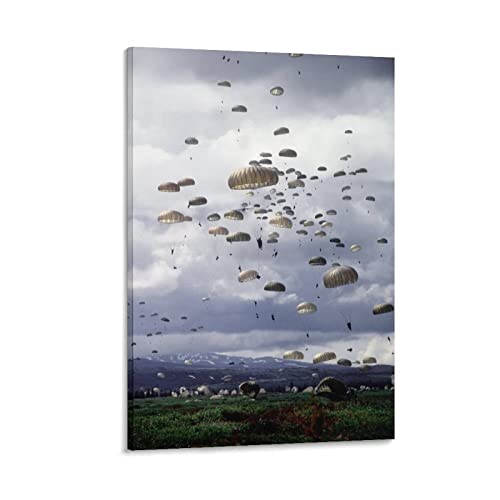 Mlxfcga Airborne Paratroopers Military Army Fans Skydiving Art Poster Canvas Painting Posters And Prints Wall Art Pictures For Living Room Bedroom Decor 20X30Inch(50X75Cm) Frame-Style #TOP3