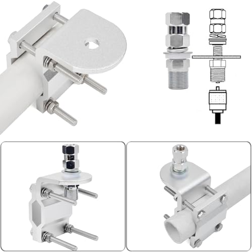 Image of HYS CB Radio Antenna Single Groove Mirror Mount W / SO239 Stud for Wilson | Heavy Duty Double Bracket, for WeBoost Wilson Firestik 102 inch Whip Roof /Surface Mount Antenna Base for Truck Jeep RV SUV