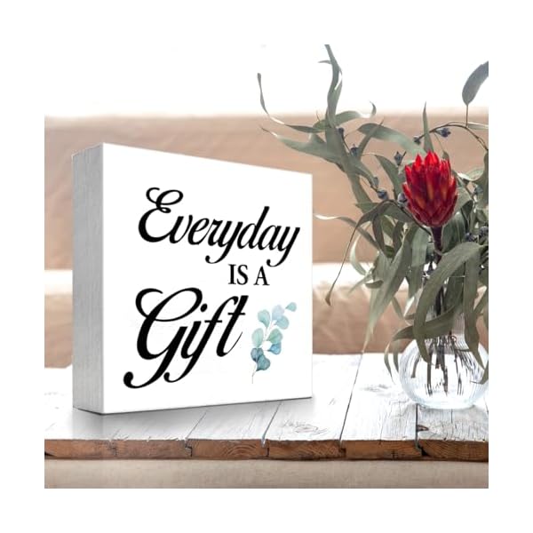 Z crange everyday is a gift wood block sign desk decorrustic inspirational wooden box plaque sign desk decor for home dining room office shelf table decor decorations  urban country home decor