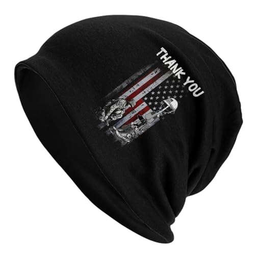 Respirable Gorro De Esquí Placas De Identificación para Botas Militares con Agradecimiento por El Día De Los Caídos Slouch Beanie UV Protección Gorro De Invierno para Quimioterapia, Dormir