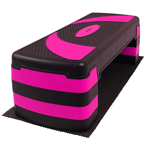 créer ステップ台 4段階調整可 【すべり止め加工&防音・防傷マット付】(4段,ピンク)